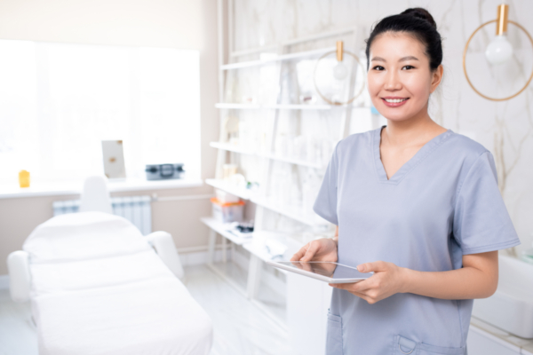 Aesthetics practitioner in a clinic treatment room