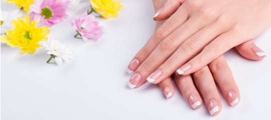 Natural builder gel nails with flowers